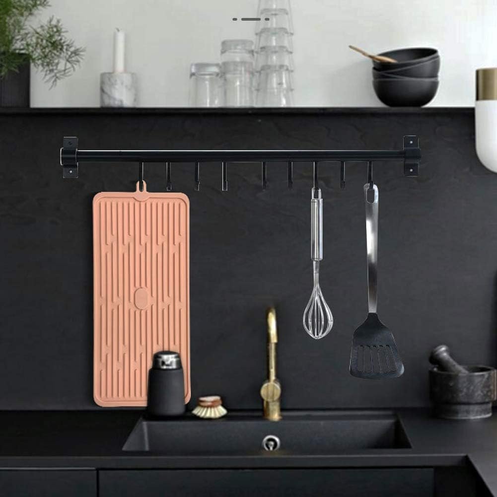 (2 Pack) Black Silicone Dish Drying Mat Silicone Kitchen Countertop Drying Mat for Pots. Pans. Glassware. Silverware - 图片 51
