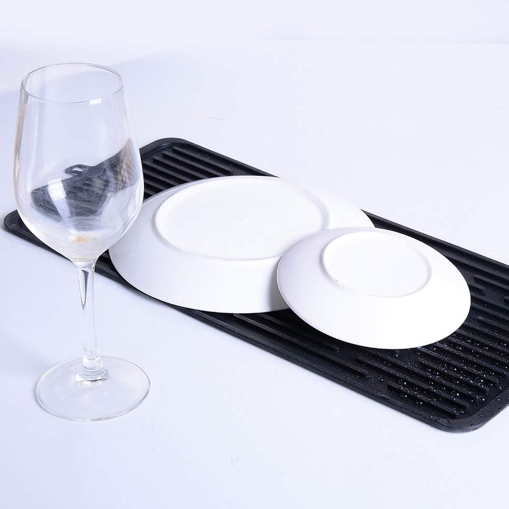 (2 Pack) Black Silicone Dish Drying Mat Silicone Kitchen Countertop Drying Mat for Pots. Pans. Glassware. Silverware - 图片 65