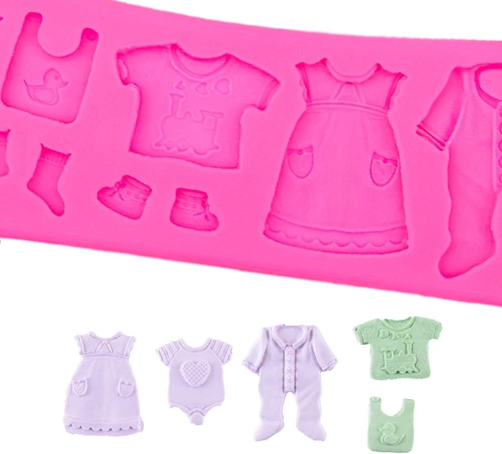 Baby Shower Fondant Molds (5 Pack). Cute Silicone Chocolate. Feet Molds. Clothes Decorate Mould for Baby Baptism Theme Party. Cake Baking. Cupcake Decorating. Chocolate. Gummy. Candy - 图片 41