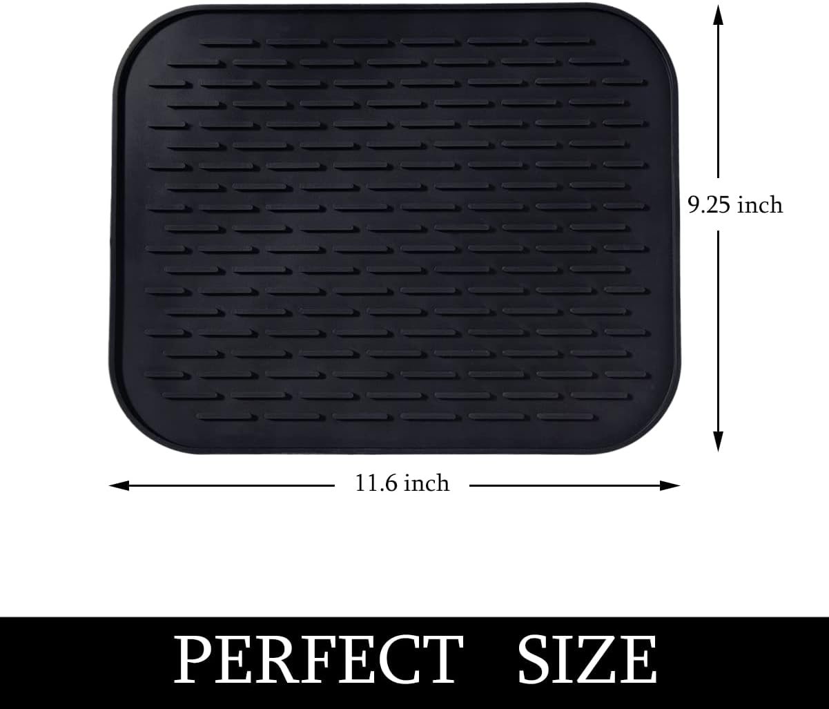 (2 Pack) Black Silicone Dish Drying Mat Silicone Kitchen Countertop Drying Mat for Pots. Pans. Glassware. Silverware - 图片 35