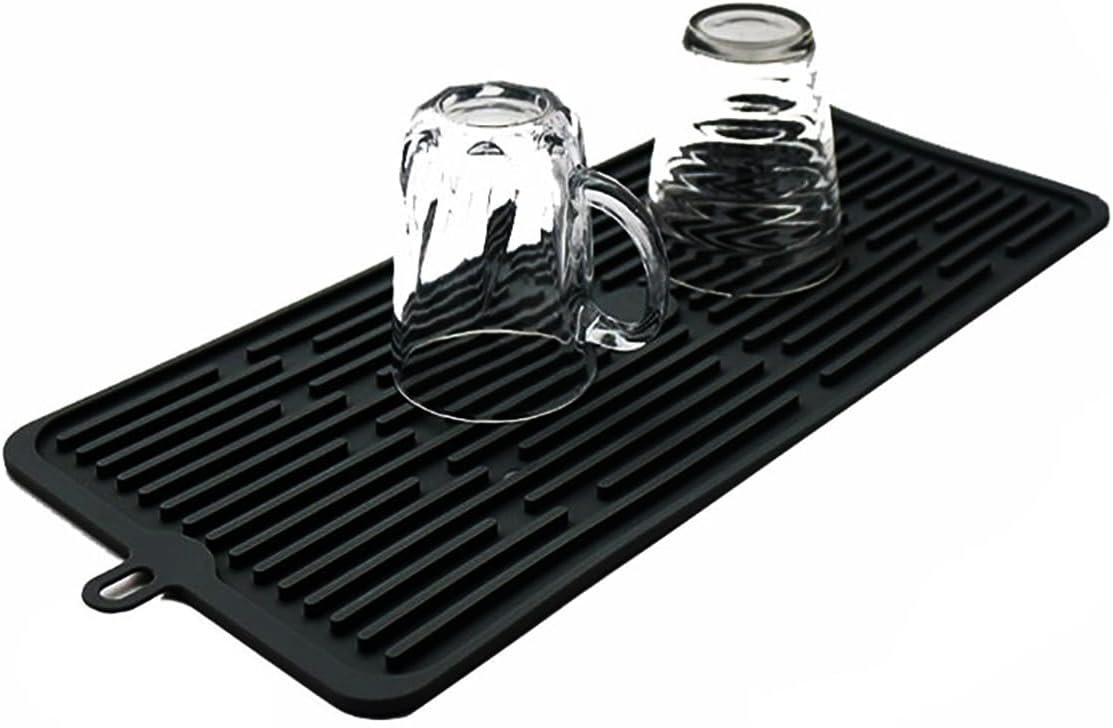 (2 Pack) Black Silicone Dish Drying Mat Silicone Kitchen Countertop Drying Mat for Pots. Pans. Glassware. Silverware - 图片 8
