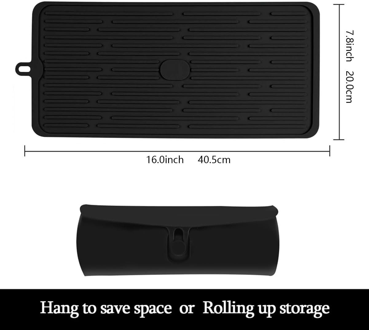 (2 Pack) Black Silicone Dish Drying Mat Silicone Kitchen Countertop Drying Mat for Pots. Pans. Glassware. Silverware - 图片 3