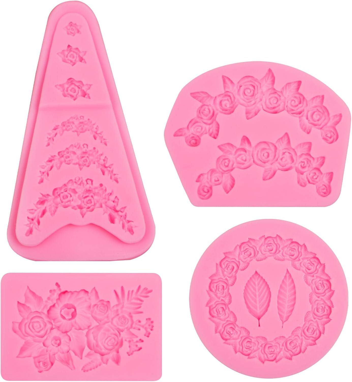 Mini Rose Flowers Chocolate Silicone Molds. 5 Packs Plumeria Fondant Molds Chrysanthemum Mould for Birthday Cake Decoration Cupcake Toppers Sugar Craft Cookie Polymer Clay Resin - 图片 26