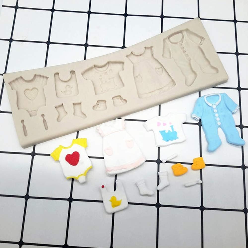 Baby Shower Fondant Molds (5 Pack). Cute Silicone Chocolate. Feet Molds. Clothes Decorate Mould for Baby Baptism Theme Party. Cake Baking. Cupcake Decorating. Chocolate. Gummy. Candy - 图片 40
