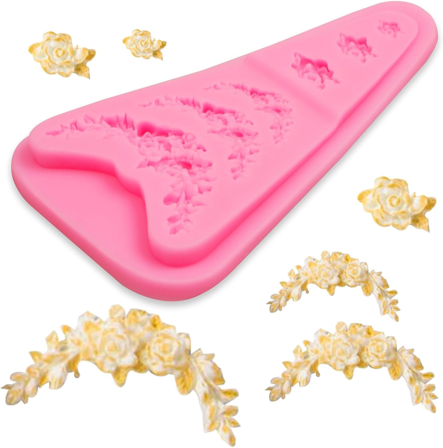 Mini Rose Flowers Chocolate Silicone Molds. 5 Packs Plumeria Fondant Molds Chrysanthemum Mould for Birthday Cake Decoration Cupcake Toppers Sugar Craft Cookie Polymer Clay Resin - 图片 24