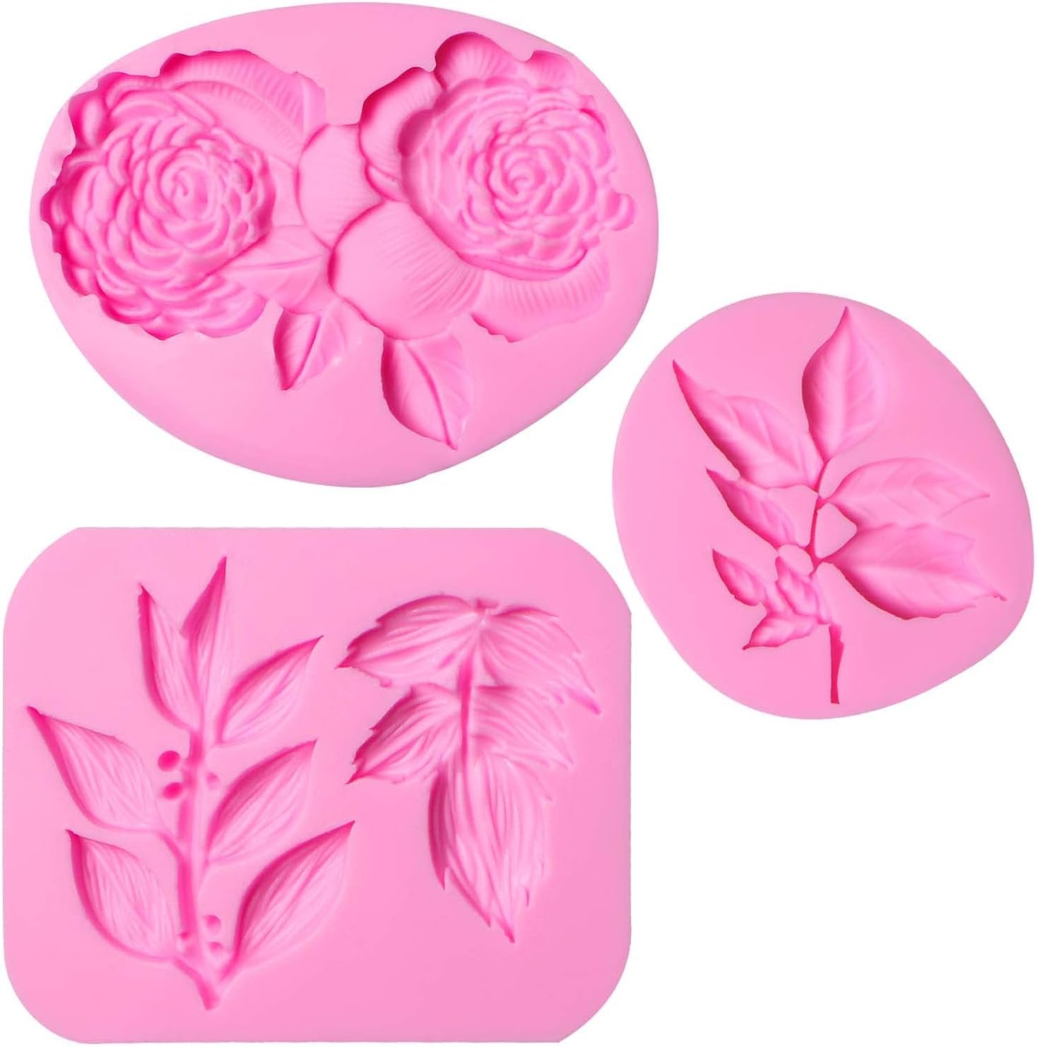 Mini Rose Flowers Chocolate Silicone Molds. 5 Packs Plumeria Fondant Molds Chrysanthemum Mould for Birthday Cake Decoration Cupcake Toppers Sugar Craft Cookie Polymer Clay Resin - 图片 34