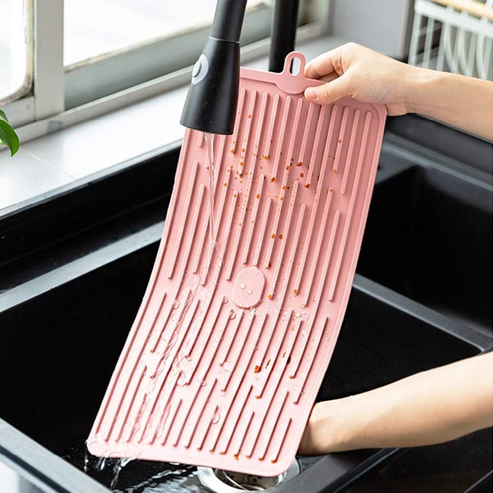 (2 Pack) Black Silicone Dish Drying Mat Silicone Kitchen Countertop Drying Mat for Pots. Pans. Glassware. Silverware - 图片 52