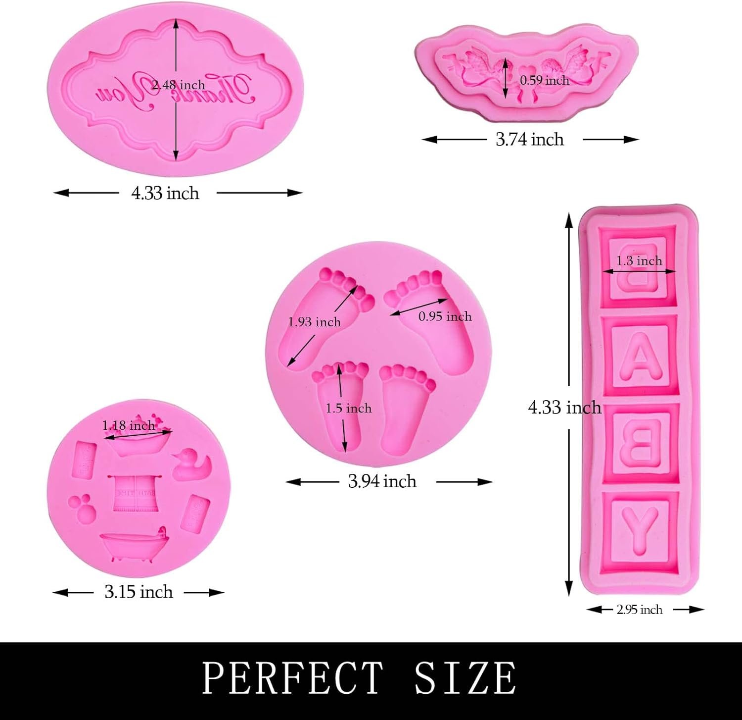 Baby Shower Fondant Molds (5 Pack). Cute Silicone Chocolate. Feet Molds. Clothes Decorate Mould for Baby Baptism Theme Party. Cake Baking. Cupcake Decorating. Chocolate. Gummy. Candy - 图片 2