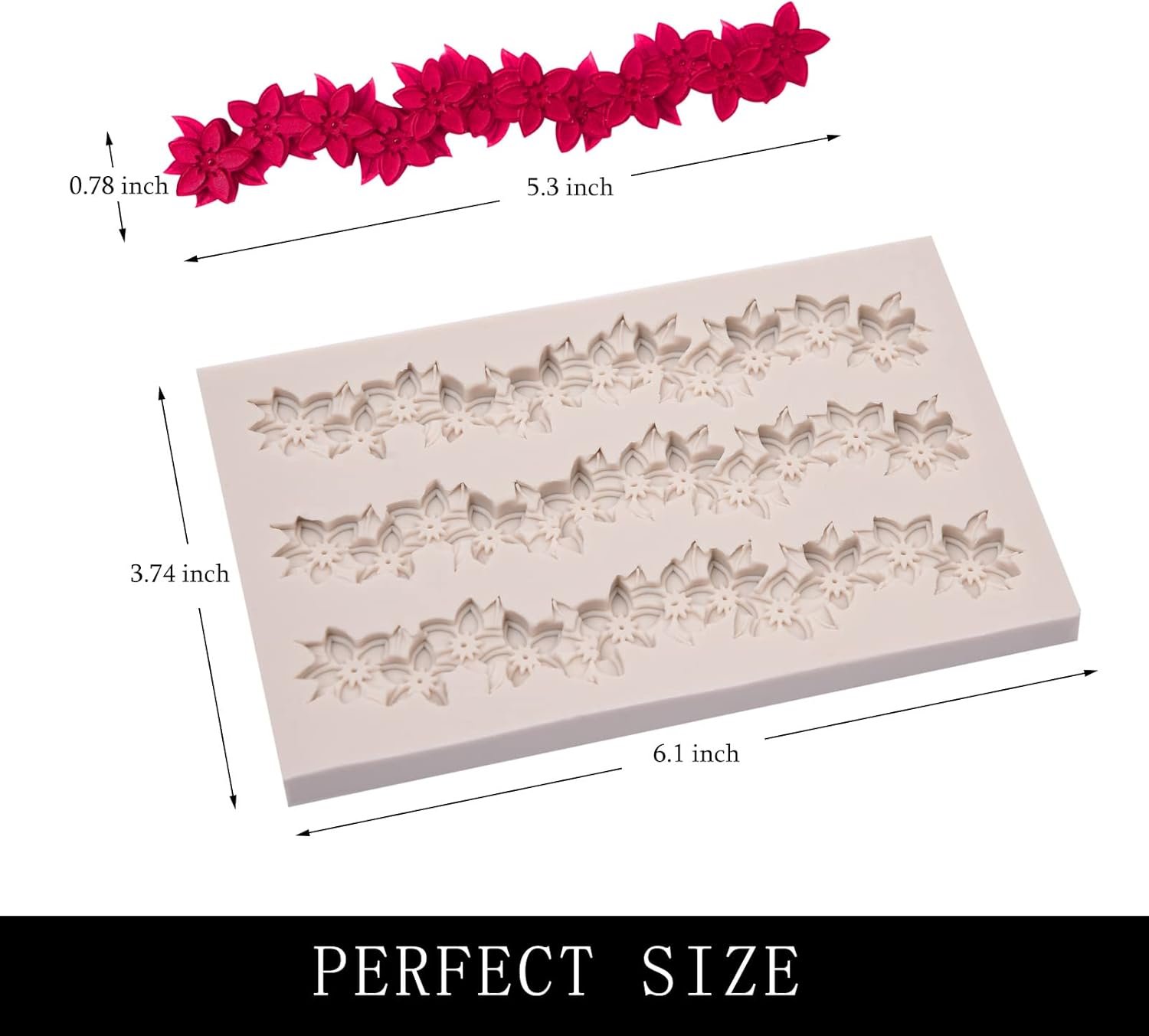 Rose Wreath Fondant Mold. 4 Packs Mini Flowers Garland Bow Silicone Chocolate Molds for Cake Decoration. Cupcake Toppers Wedding Birthday Party Fence Decor. Candy Clay Resin - 图片 22