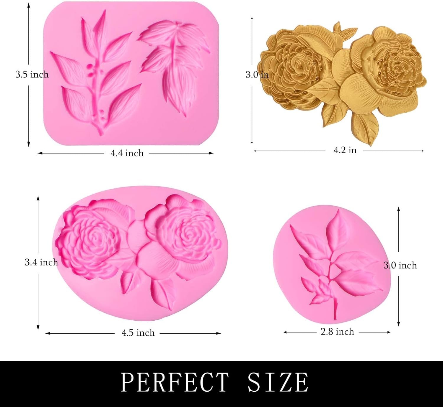 Mini Rose Flowers Chocolate Silicone Molds. 5 Packs Plumeria Fondant Molds Chrysanthemum Mould for Birthday Cake Decoration Cupcake Toppers Sugar Craft Cookie Polymer Clay Resin - 图片 29
