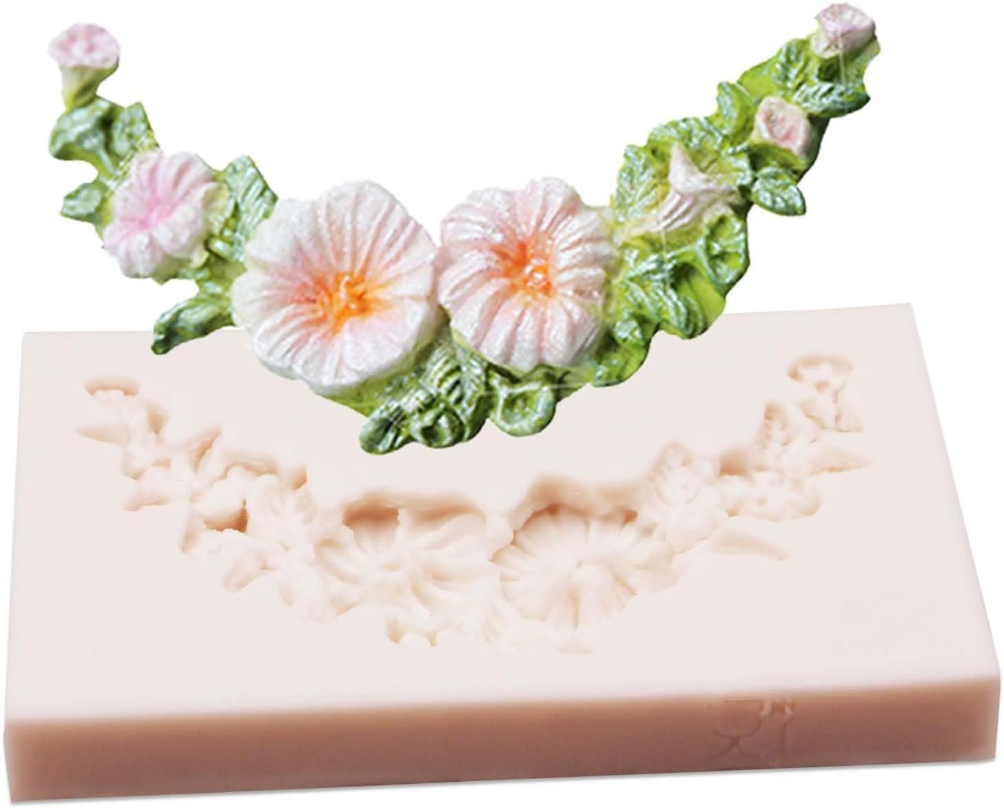 Rose Wreath Fondant Mold. 4 Packs Mini Flowers Garland Bow Silicone Chocolate Molds for Cake Decoration. Cupcake Toppers Wedding Birthday Party Fence Decor. Candy Clay Resin - 图片 15