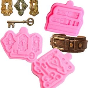 Vintage Key Keyholds Chocolate Silicone Molds 4Packs Locks Molds for Cake Decoration Cupcake Toppers Sugarcraft Pastry Polymer Clay Crafts Resin