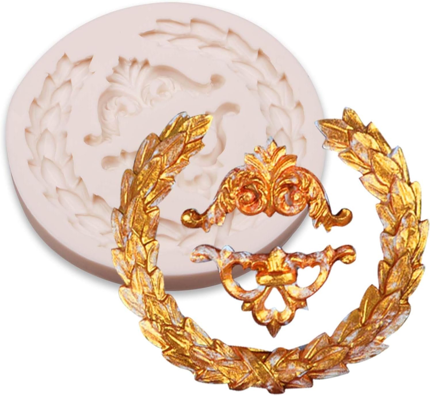 Rose Wreath Fondant Mold. 4 Packs Mini Flowers Garland Bow Silicone Chocolate Molds for Cake Decoration. Cupcake Toppers Wedding Birthday Party Fence Decor. Candy Clay Resin - 图片 7