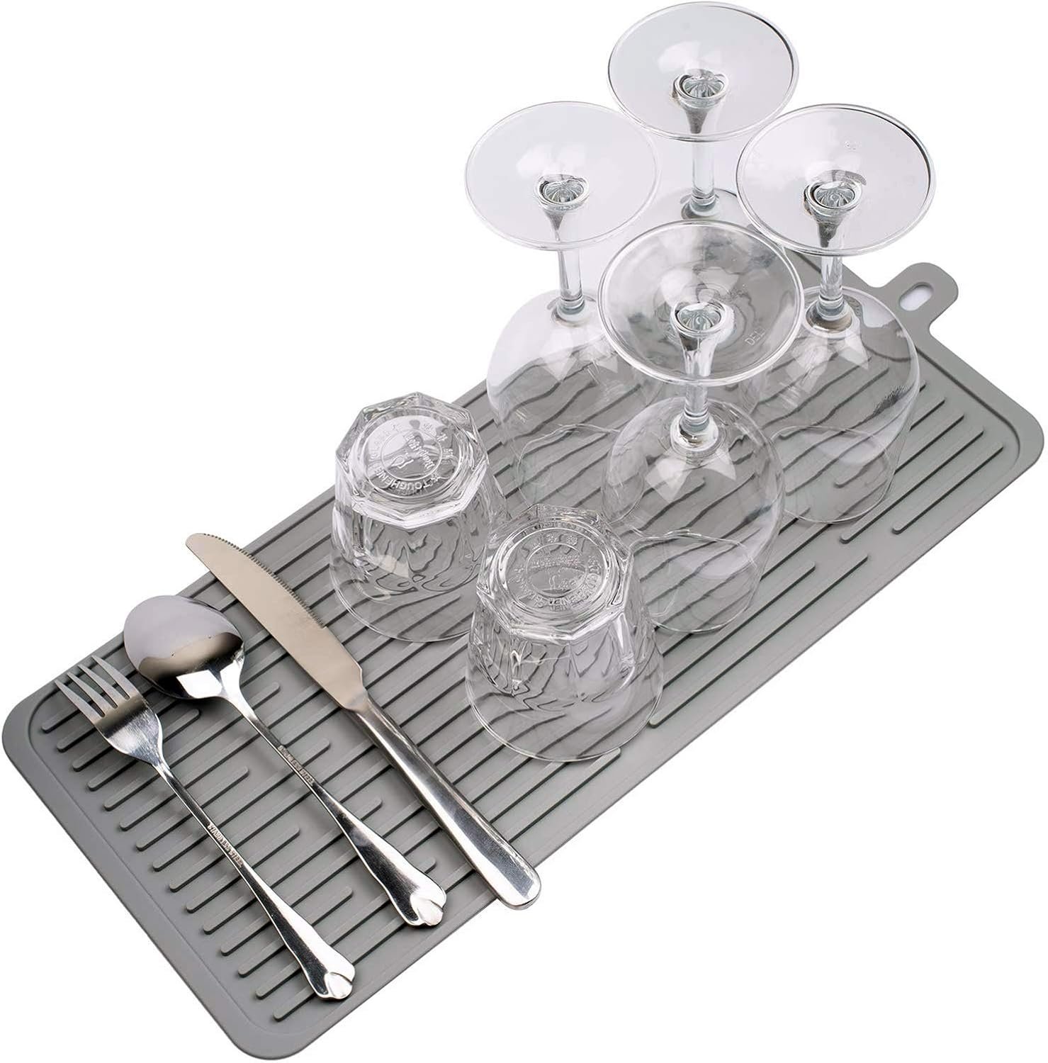 (2 Pack) Black Silicone Dish Drying Mat Silicone Kitchen Countertop Drying Mat for Pots. Pans. Glassware. Silverware - 图片 22