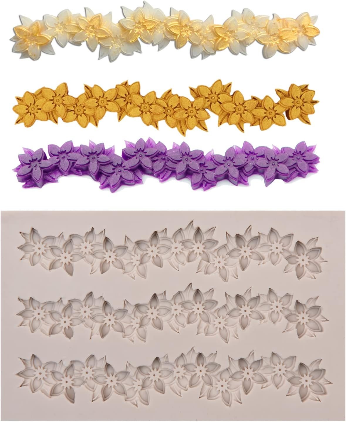 Rose Wreath Fondant Mold. 4 Packs Mini Flowers Garland Bow Silicone Chocolate Molds for Cake Decoration. Cupcake Toppers Wedding Birthday Party Fence Decor. Candy Clay Resin - 图片 20