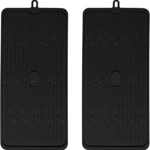 (2 Pack) Black Silicone Dish Drying Mat Silicone Kitchen Countertop Drying Mat for Pots. Pans. Glassware. Silverware