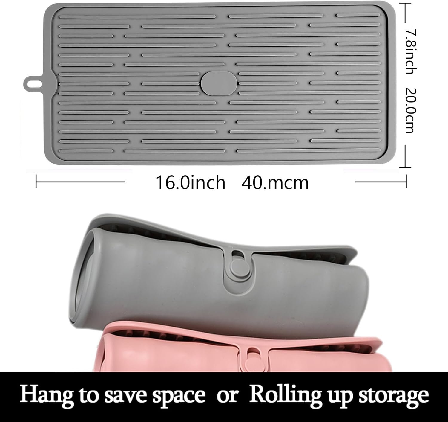 (2 Pack) Black Silicone Dish Drying Mat Silicone Kitchen Countertop Drying Mat for Pots. Pans. Glassware. Silverware - 图片 12