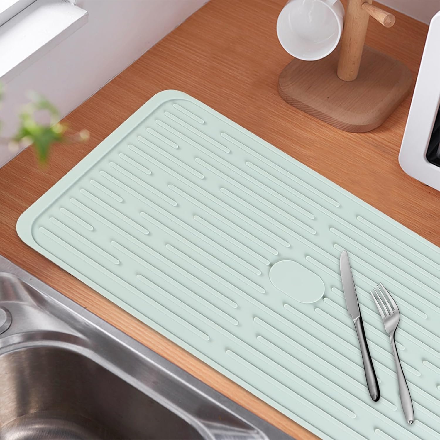 (2 Pack) Black Silicone Dish Drying Mat Silicone Kitchen Countertop Drying Mat for Pots. Pans. Glassware. Silverware - 图片 44