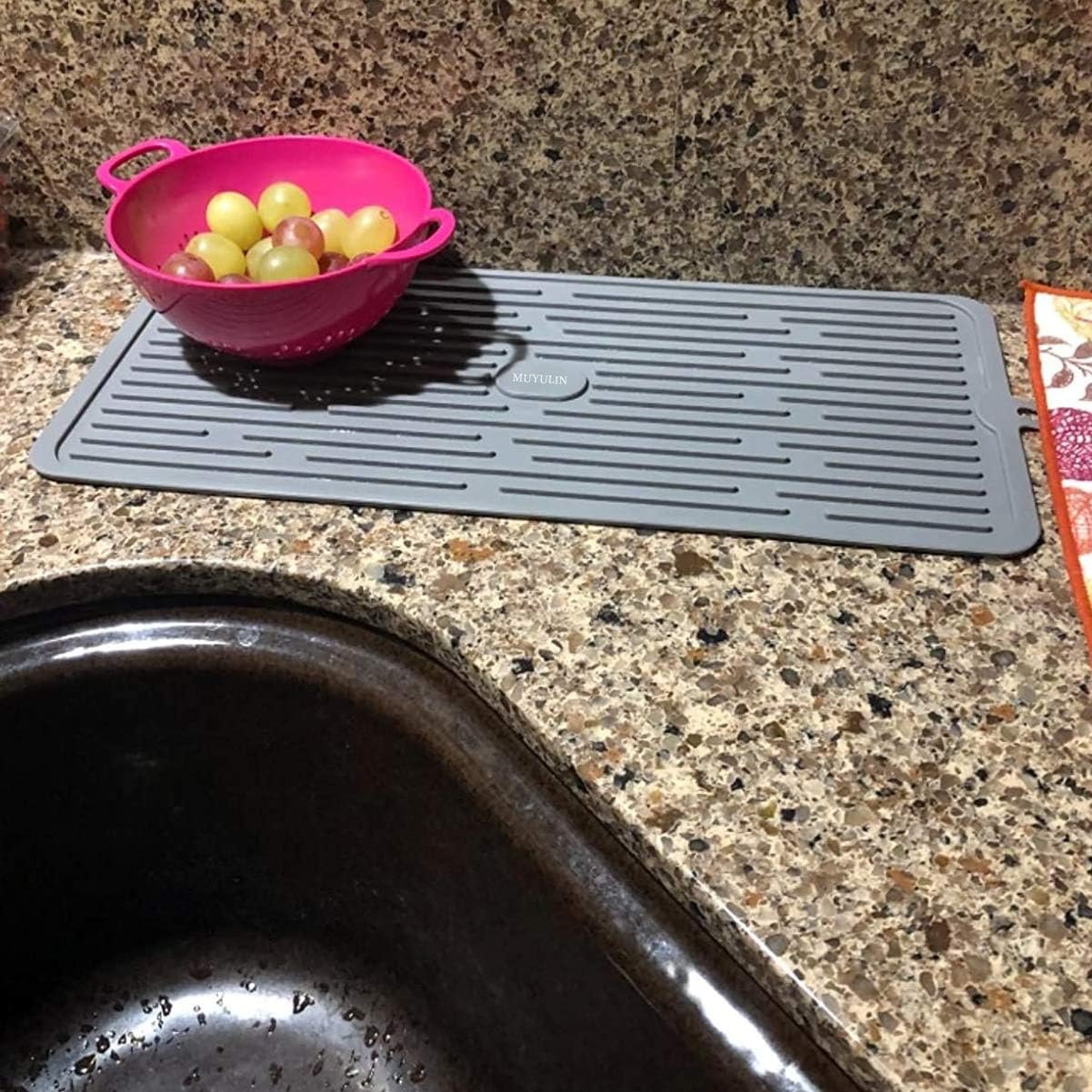 (2 Pack) Black Silicone Dish Drying Mat Silicone Kitchen Countertop Drying Mat for Pots. Pans. Glassware. Silverware - 图片 20