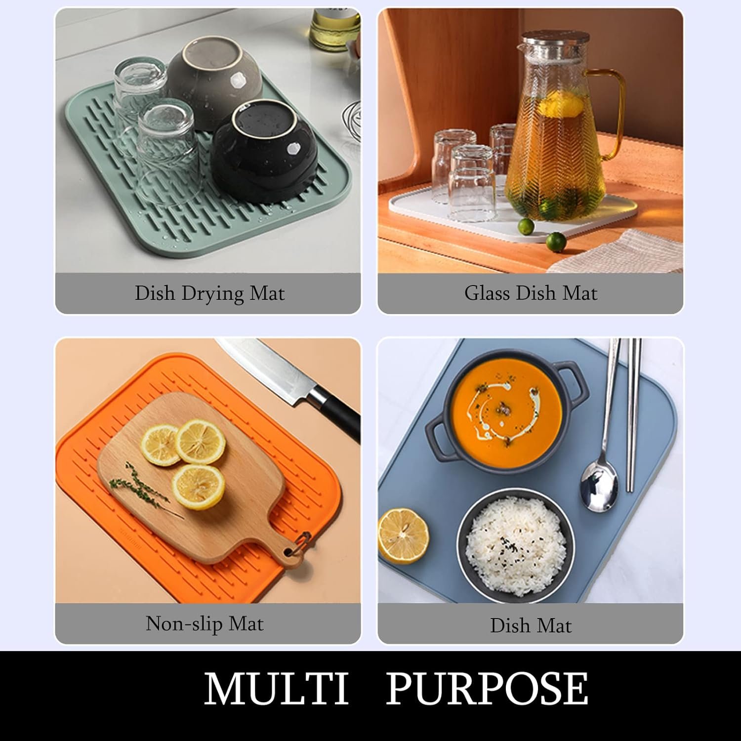 (2 Pack) Black Silicone Dish Drying Mat Silicone Kitchen Countertop Drying Mat for Pots. Pans. Glassware. Silverware - 图片 39