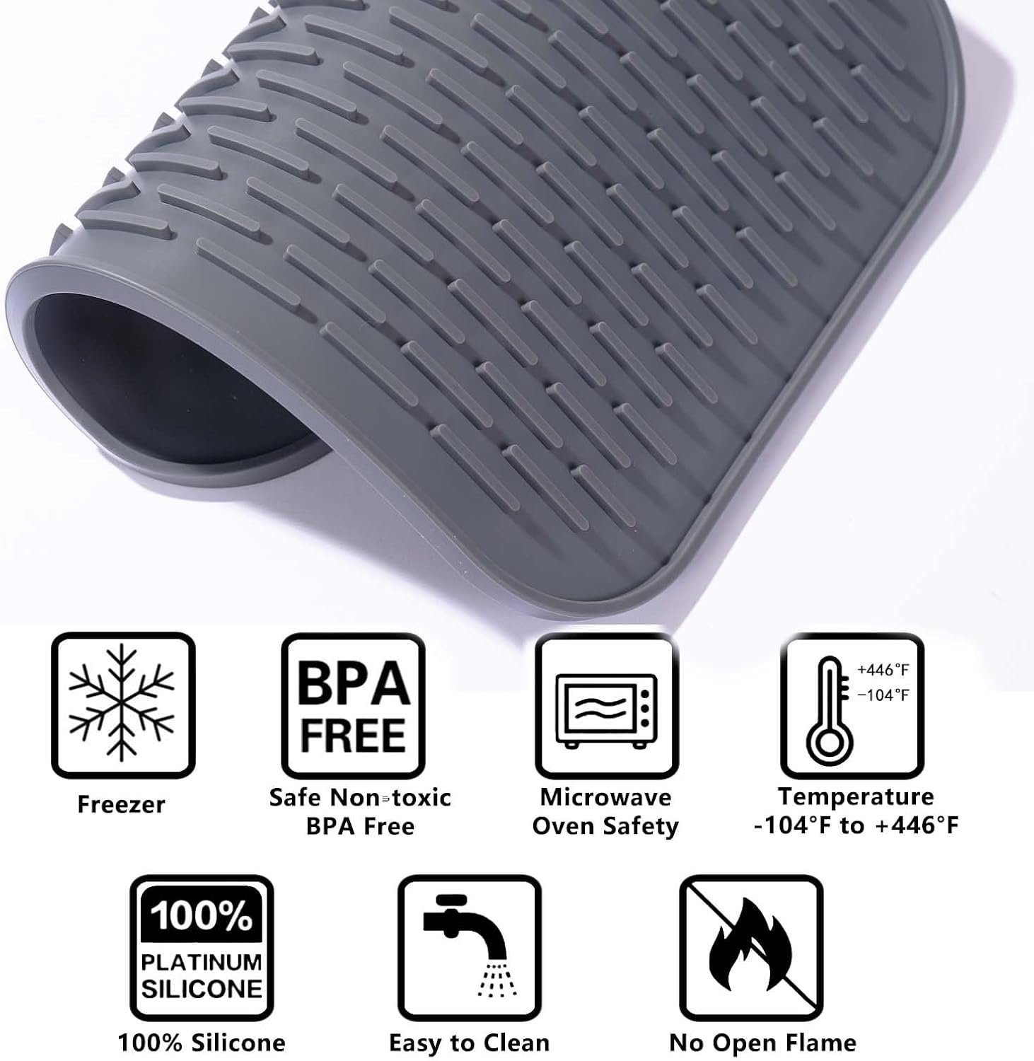 (2 Pack) Black Silicone Dish Drying Mat Silicone Kitchen Countertop Drying Mat for Pots. Pans. Glassware. Silverware - 图片 58