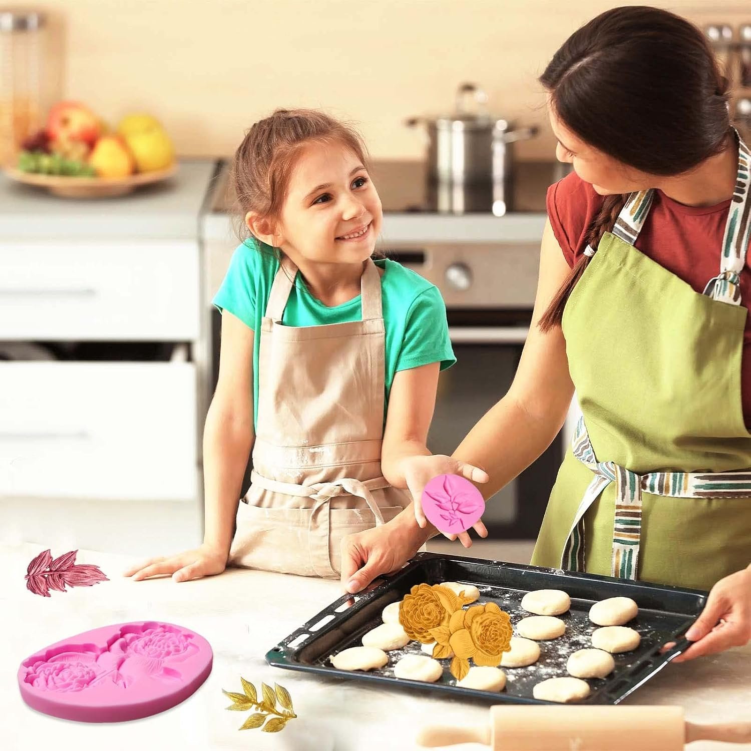 Mini Rose Flowers Chocolate Silicone Molds. 5 Packs Plumeria Fondant Molds Chrysanthemum Mould for Birthday Cake Decoration Cupcake Toppers Sugar Craft Cookie Polymer Clay Resin - 图片 28