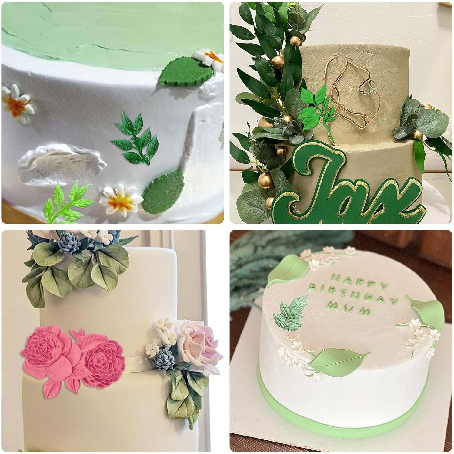 Mini Rose Flowers Chocolate Silicone Molds. 5 Packs Plumeria Fondant Molds Chrysanthemum Mould for Birthday Cake Decoration Cupcake Toppers Sugar Craft Cookie Polymer Clay Resin - 图片 31