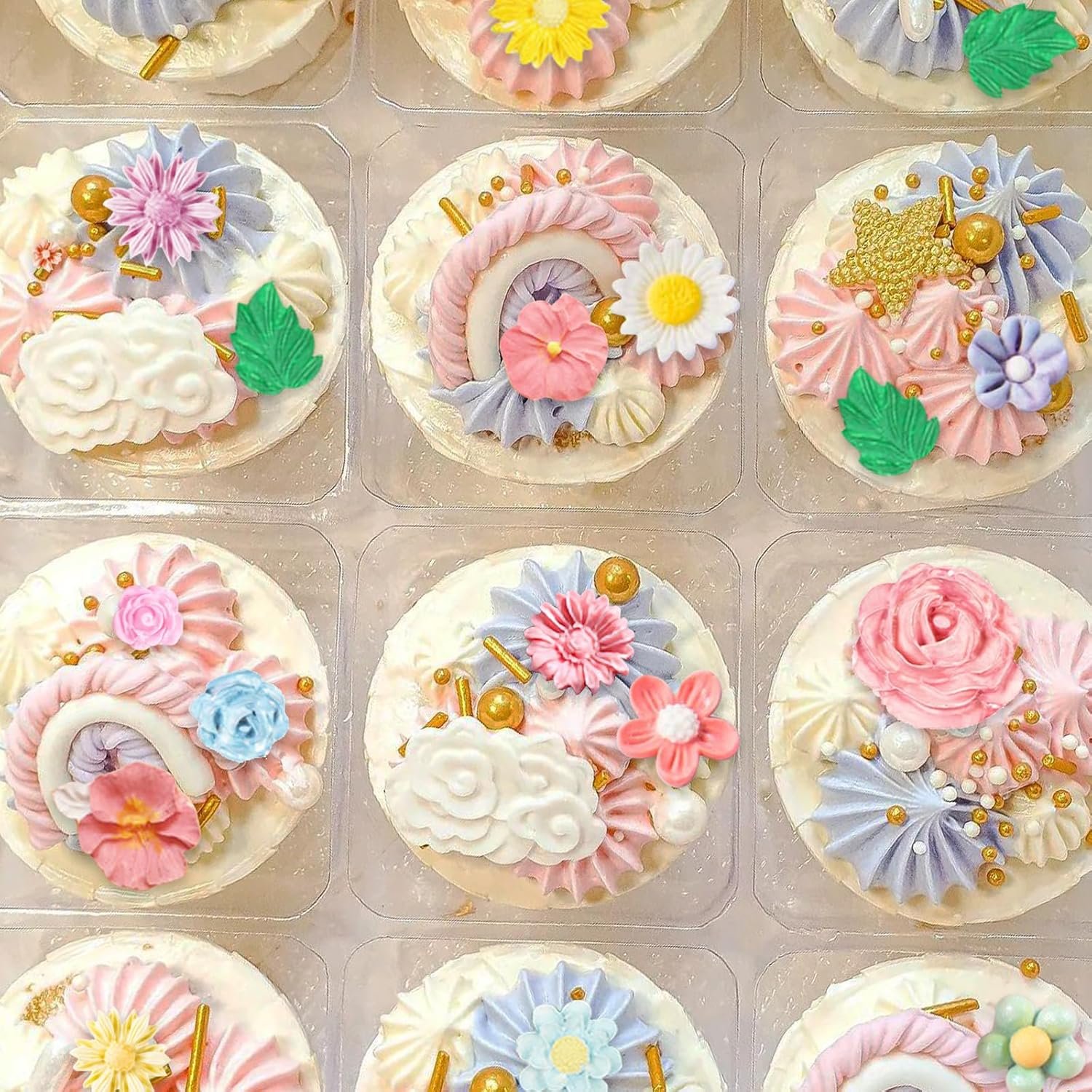 Mini Rose Flowers Chocolate Silicone Molds. 5 Packs Plumeria Fondant Molds Chrysanthemum Mould for Birthday Cake Decoration Cupcake Toppers Sugar Craft Cookie Polymer Clay Resin - 图片 16